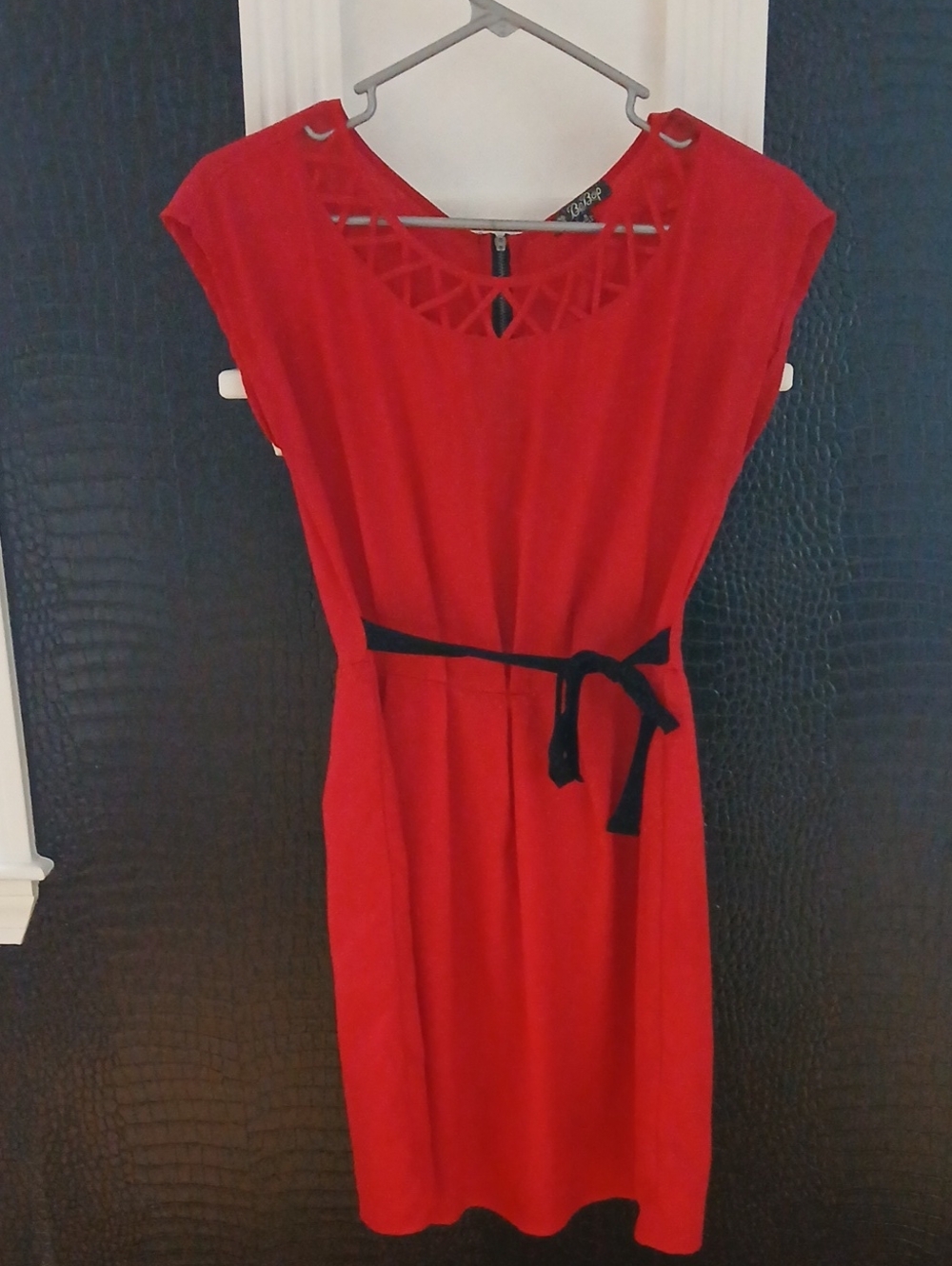BeBop Red Midi Dress with Black Tie Belt